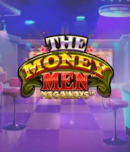 Изображение игрового автомата The Money Men Megaways от Pragmatic Play, демонстрирующее яркий городской пейзаж с элементами хип-хоп культуры. В центре кадра расположены символы слота: золотые украшения, крутые автомобили и изображения, исполняющие рэп жесты, формирующие атмосферу настоящего хип-хоп приключения. Логотип игры The Money Men Megaways расположен в верхней части изображения, акцентируя тематику и стиль слота.